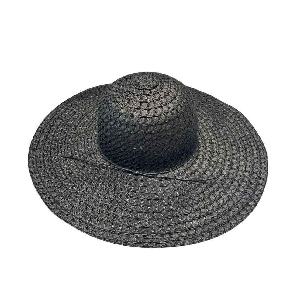 Wide Brim Black Straw Sun Hat Women Beach Floppy Summer Travel Gothic Goth